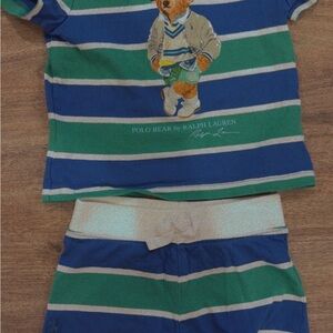 Ralph Lauren Kids Striped Set with Bear Design